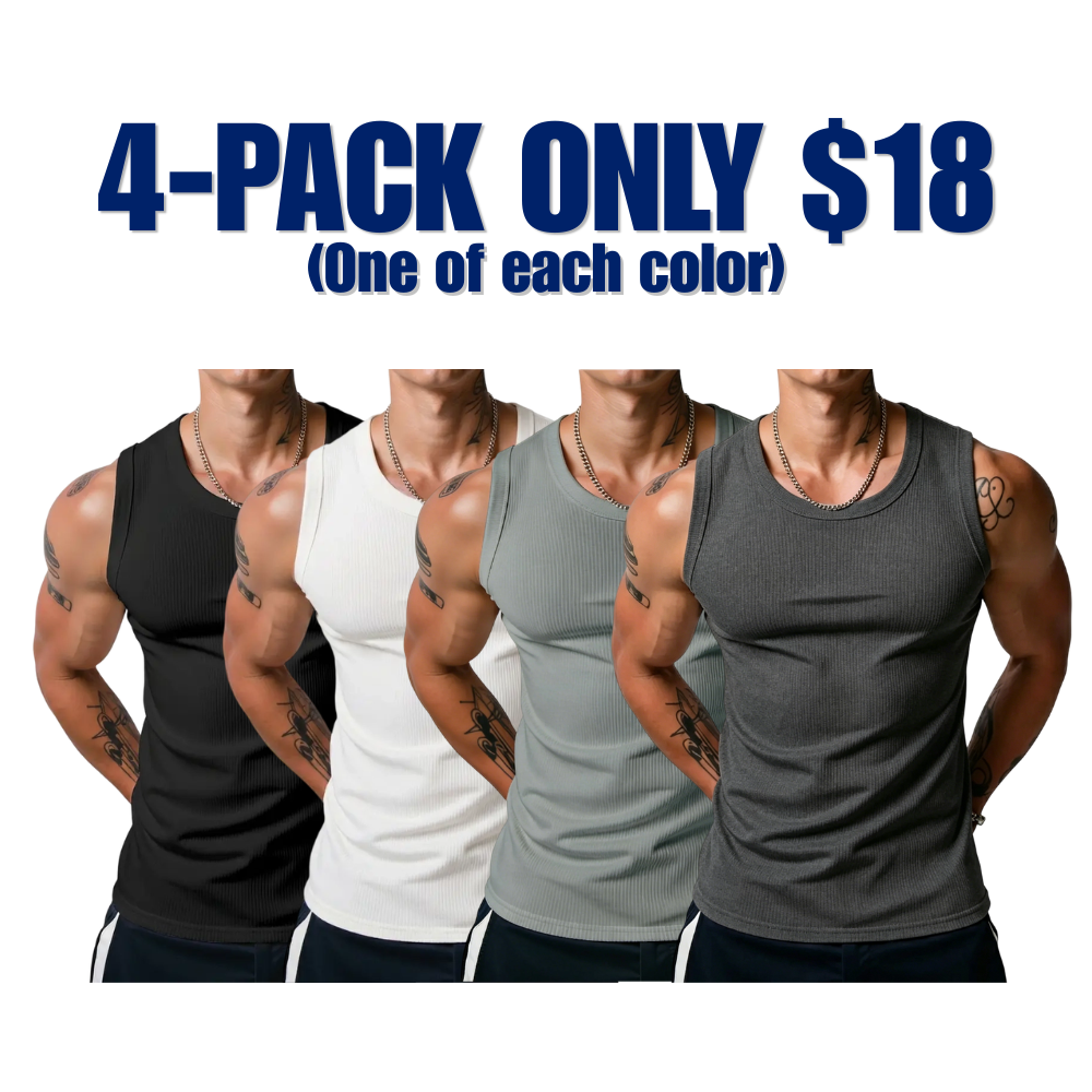 ๐๐Men's Wide Strap Ribbed Tank Top
