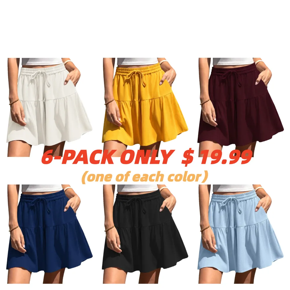 Womens Linen Blend Wide Leg Flowy Culotte Shorts Drawstring Loose Fit Summer Casual Lightweight Comfy Vacation Wear