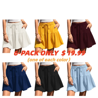 Womens Linen Blend Wide Leg Flowy Culotte Shorts Drawstring Loose Fit Summer Casual Lightweight Comfy Vacation Wear