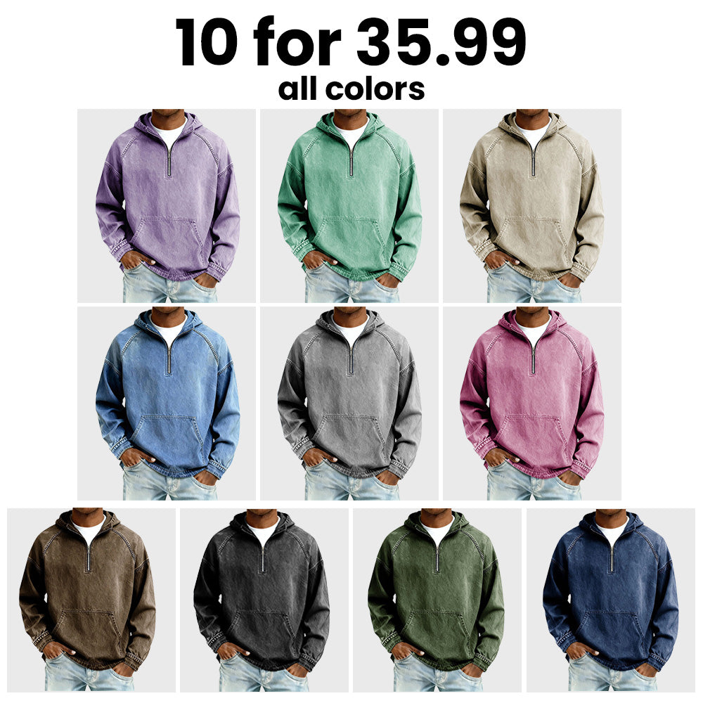 Men's Casual Half-Zip Denim Jacket