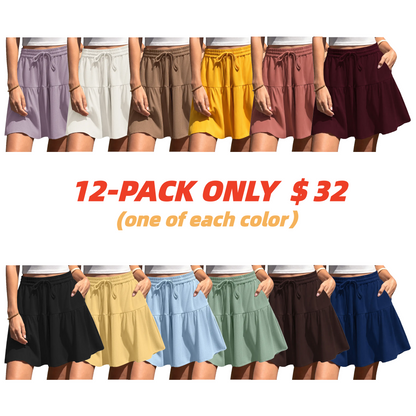 Womens Linen Blend Wide Leg Flowy Culotte Shorts Drawstring Loose Fit