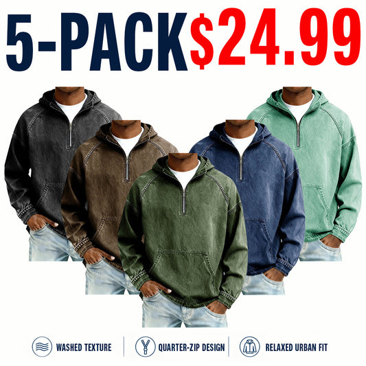Men's Casual Half-Zip Denim Jacket