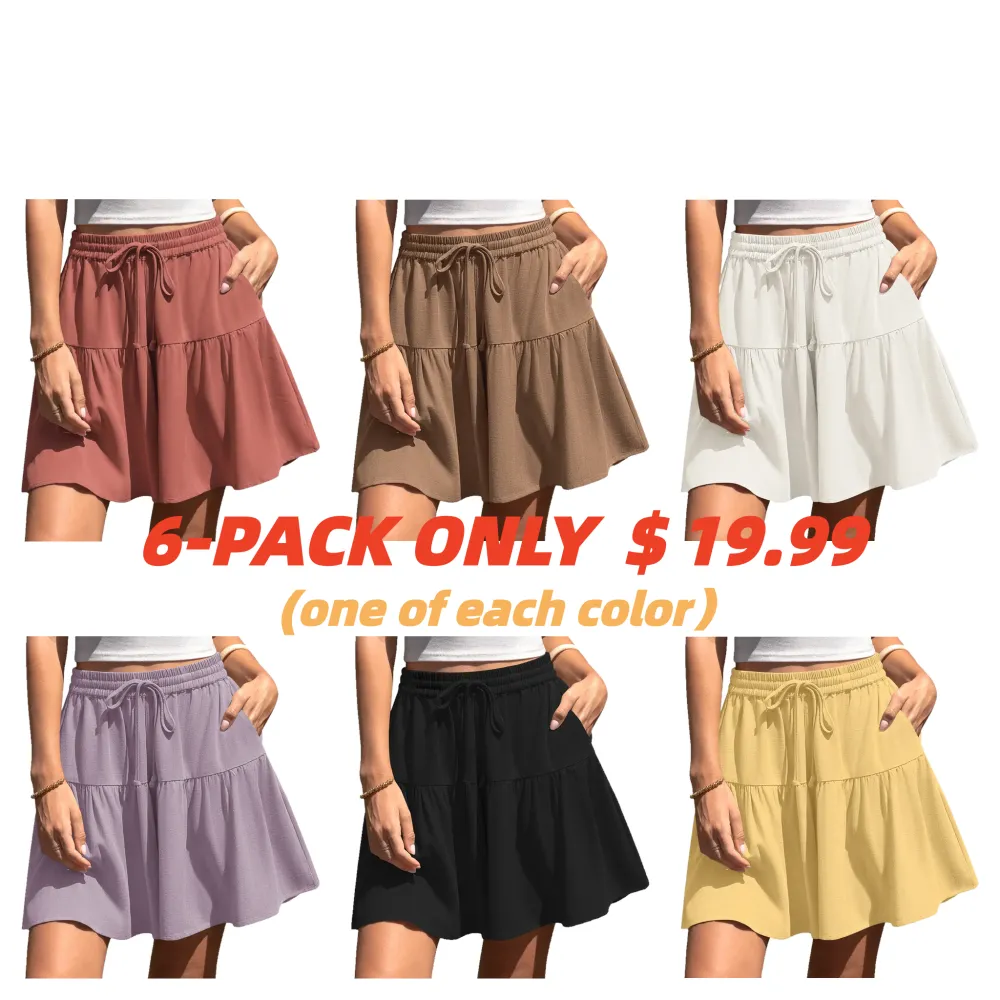 Womens Linen Blend Wide Leg Flowy Culotte Shorts Drawstring Loose Fit Summer Casual Lightweight Comfy Vacation Wear