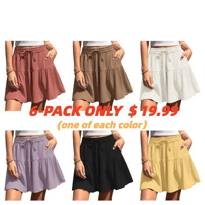 Womens Linen Blend Wide Leg Flowy Culotte Shorts Drawstring Loose Fit Summer Casual Lightweight Comfy Vacation Wear