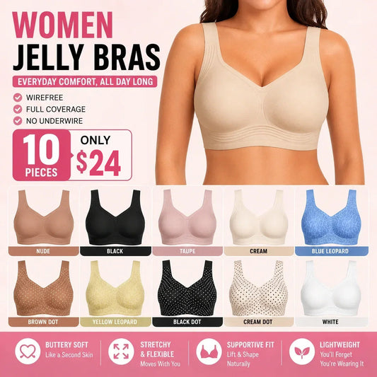 Women Jelly Bras Wirefree Full Coverage No Underwire
