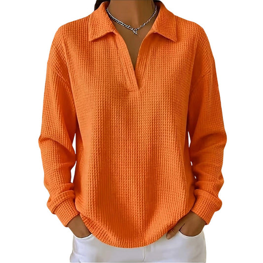 Bestseller 🏆🧶 Women's knitted top with V-neck and long sleeves