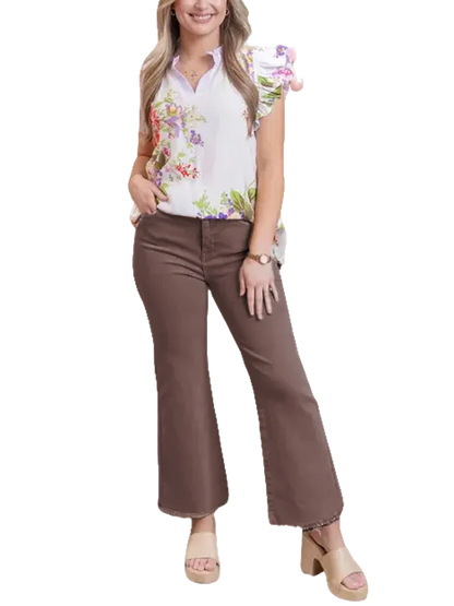 Women's high-waisted cropped flared pants