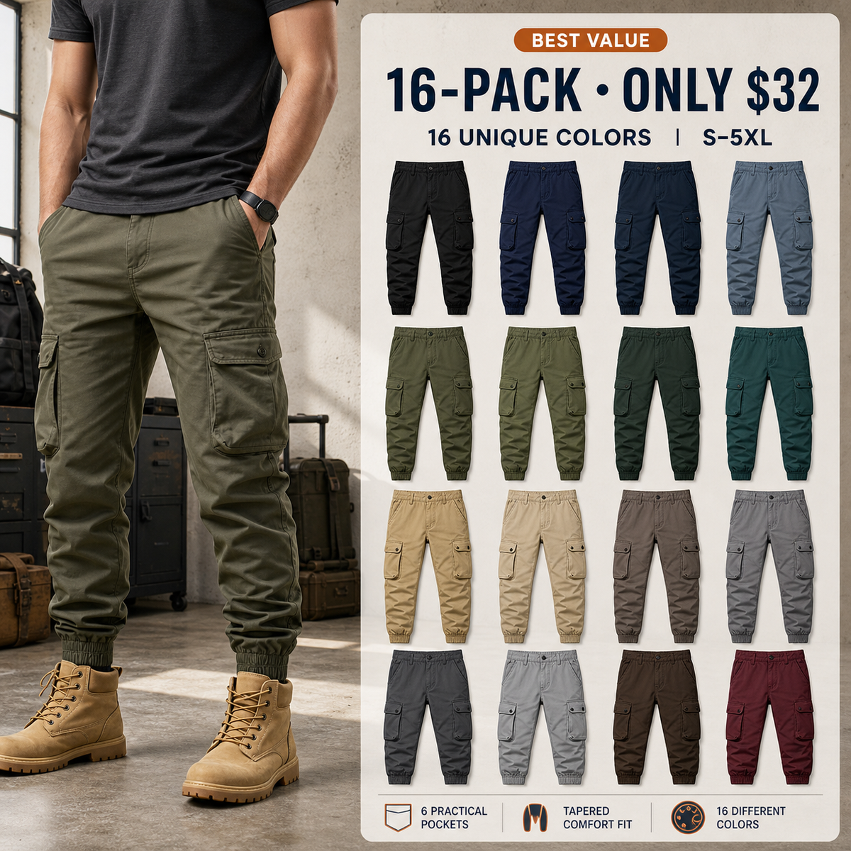 Men's Multi-Pocket Cargo Joggers