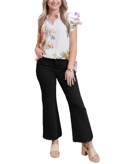 Women's high-waisted cropped flared pants